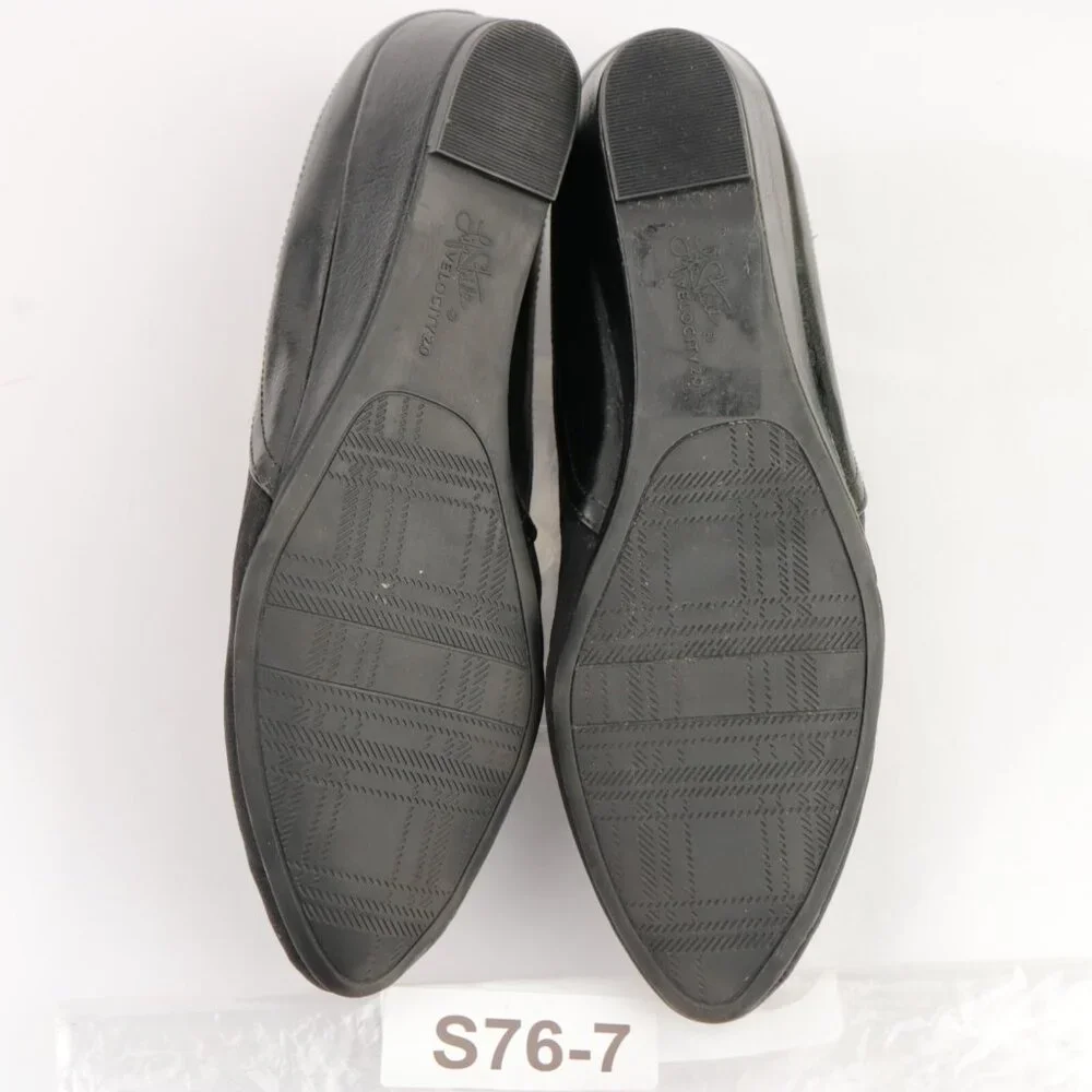 Lifestride Womens Hera Pump Size 7.5 Black Satin Wedge Heel Slip On Casual Shoes